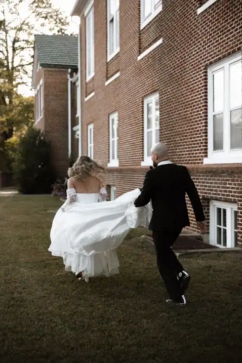 NHP Wedding Venue North Georgia couple running outside